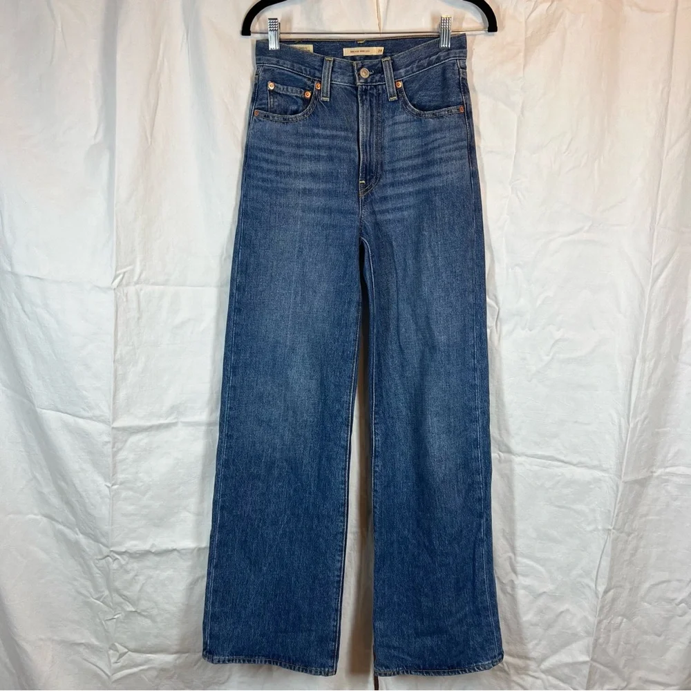 Levi’s rib cage wide leg high rise jeans medium wash 90s inspired - Picture 3 of 6